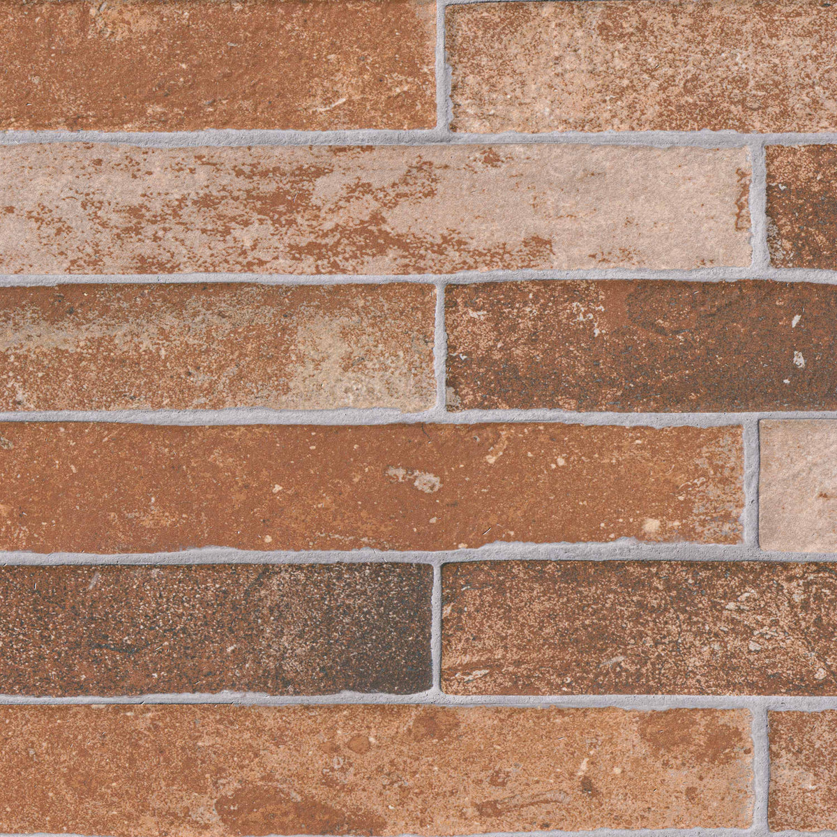 Brickstone Red brick look porcelain tile, matte finish, 2 by 18 inch view