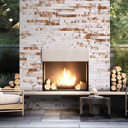 Brickstone Rustique White porcelain tile shown in a finished room, scene 2