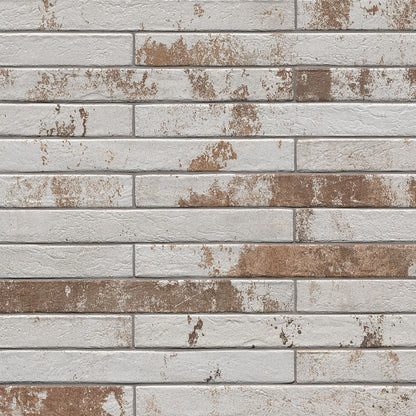Brickstone Rustique White porcelain tile, matte finish, 2 by 18 inch view