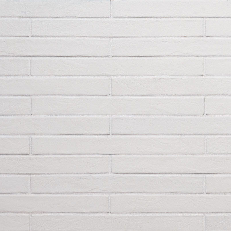 Brickstone White brick look porcelain tile, matte finish, 2 by 18 inch view