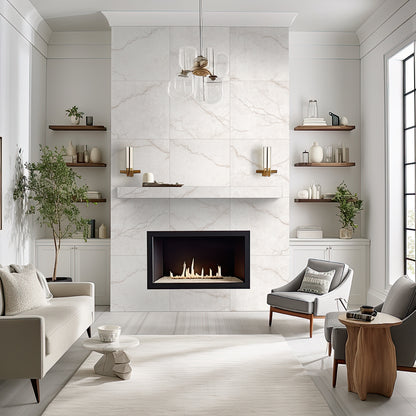 Brighton Gold porcelain tile shown in a finished room
