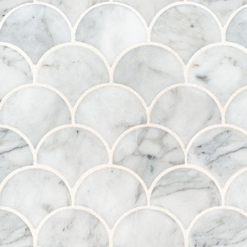 Calacatta Blanco Scallop Marble Mosaic Tile | KBF Home Improvement
