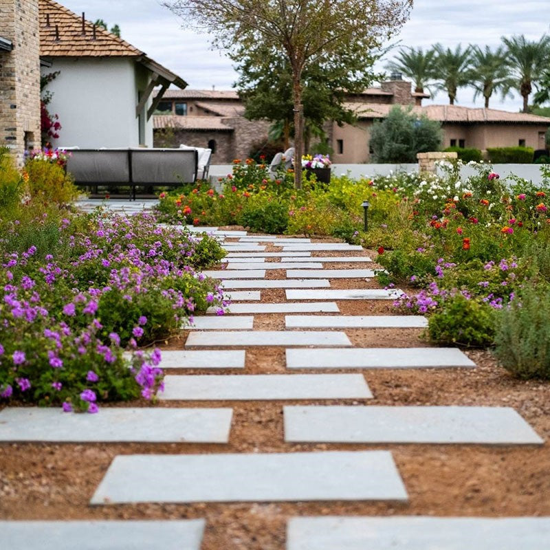 Caribbean Blue Limestone Pavers shown installed in a finished outdoor or living space