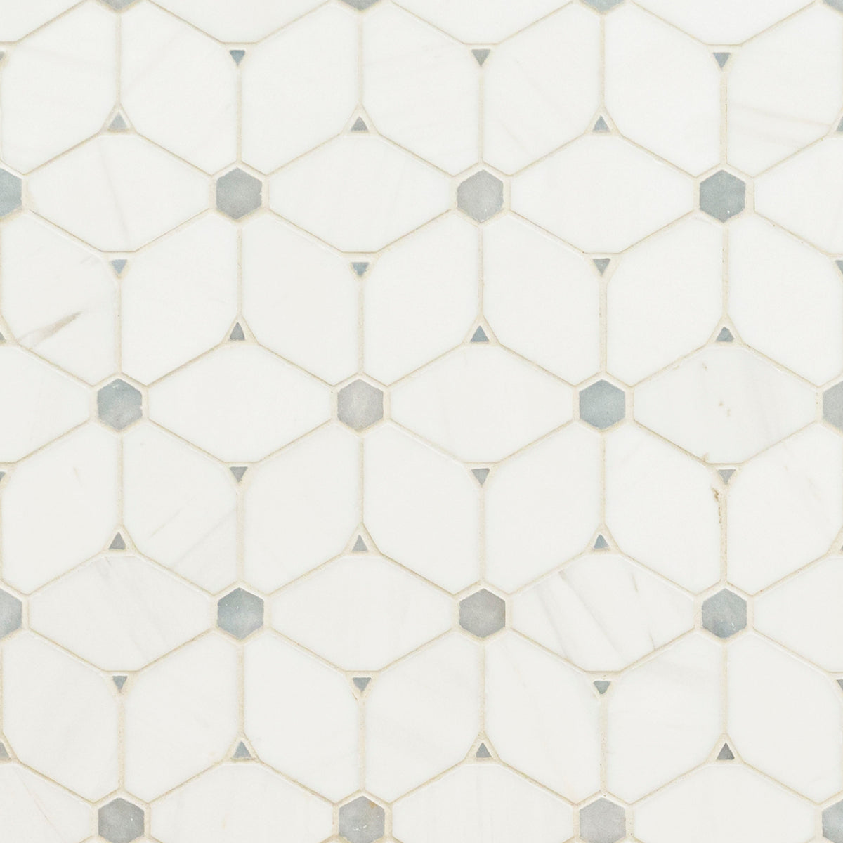 Cecily Grigio Marble Mosaic in polished finish, close up sheet view