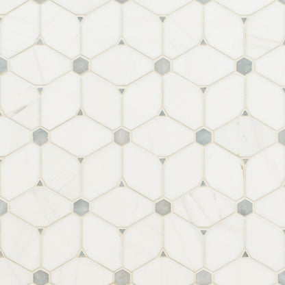 Cecily Grigio Marble Mosaic in polished finish, close up sheet view