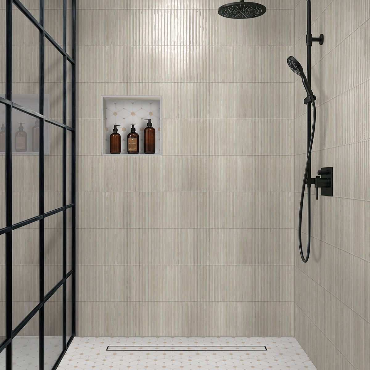 Cecily Pattern Marble Mosaic installed in a bathroom