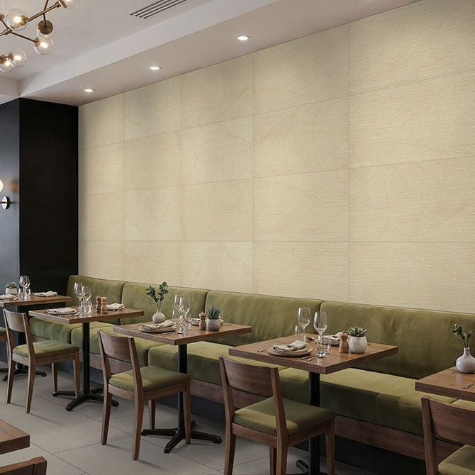 Cementique Silver porcelain tile shown in a finished room, scene 3