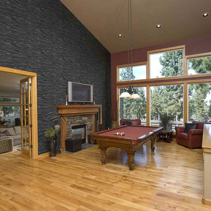 Coal Canyon Rockmount Stacked Stone Decorative Wall Panels shown installed in a finished outdoor or living space