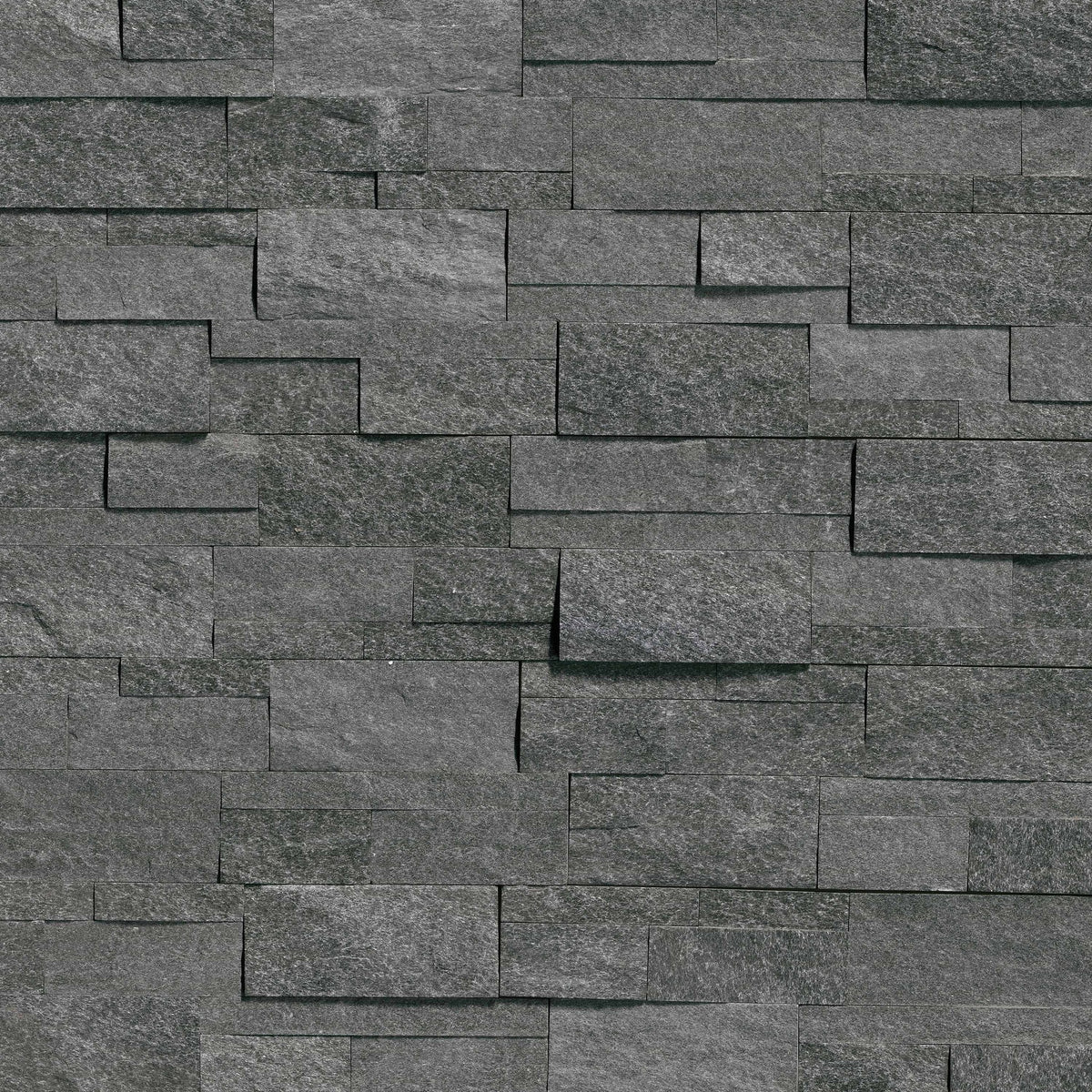 Coal Canyon stacked stone wall panels, close up product view showing color and texture