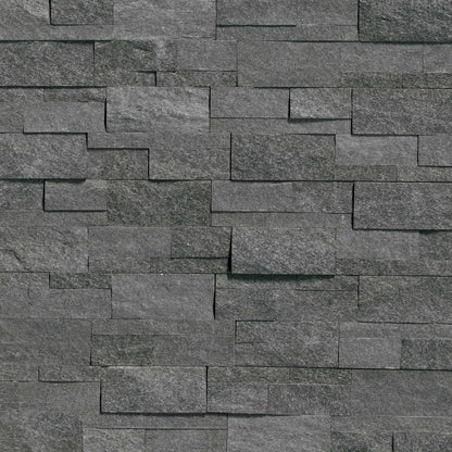 Coal Canyon stacked stone wall panels, close up product view showing color and texture