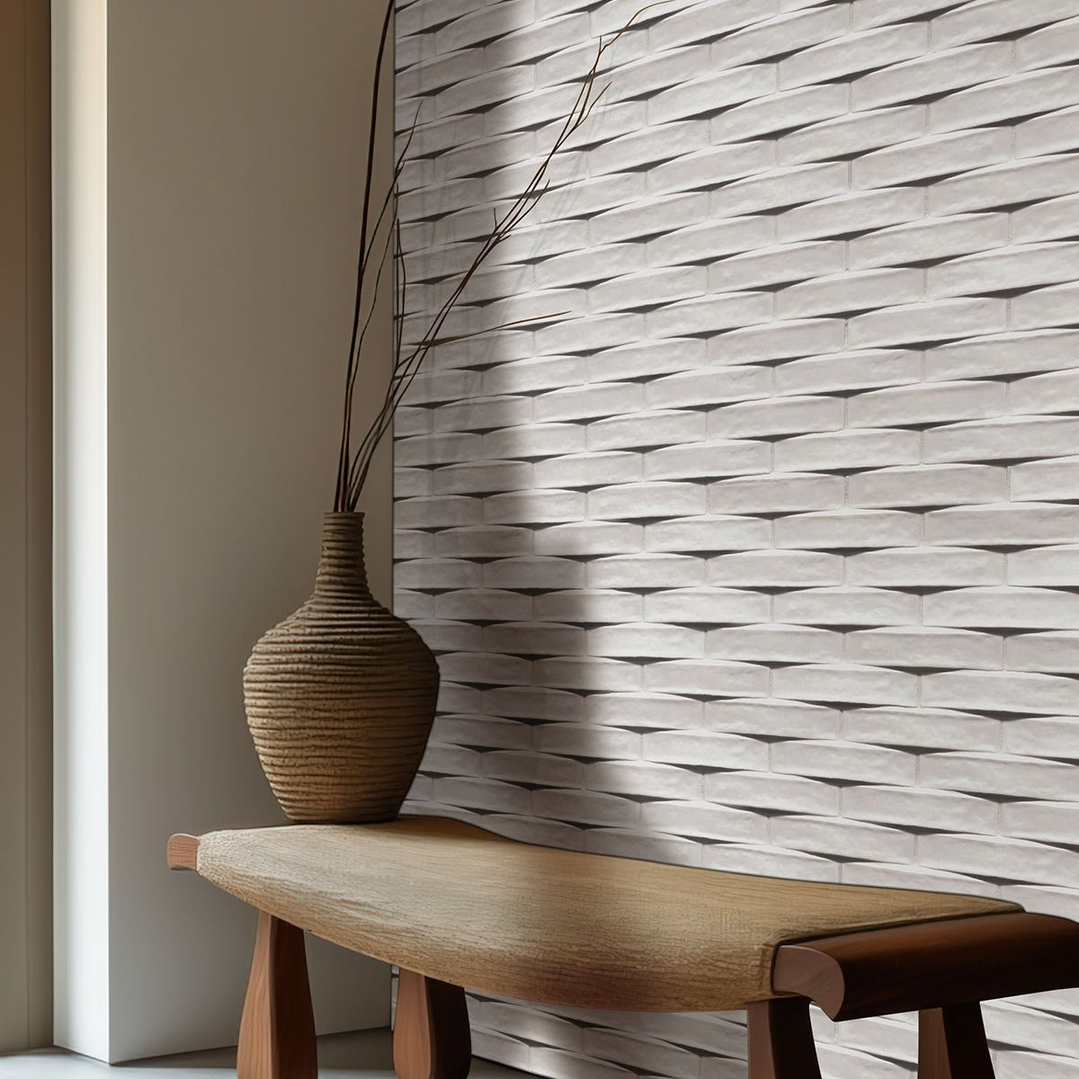 Convex Calc ceramic tile shown in a finished room, scene 4