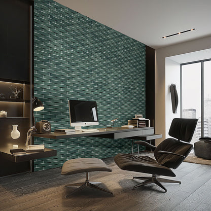 Convex Olive ceramic tile shown in a finished room, scene 2
