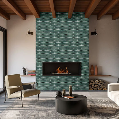 Convex Olive ceramic tile shown in a finished room, scene 3