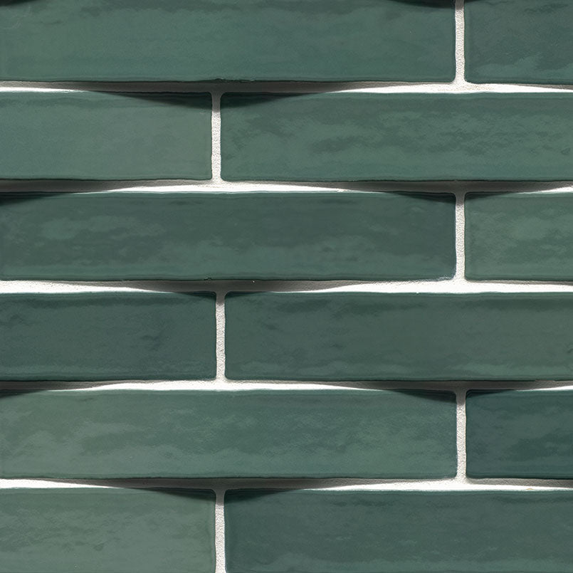 Convex Olive ceramic tile, glossy finish, 2 by 10 inch view