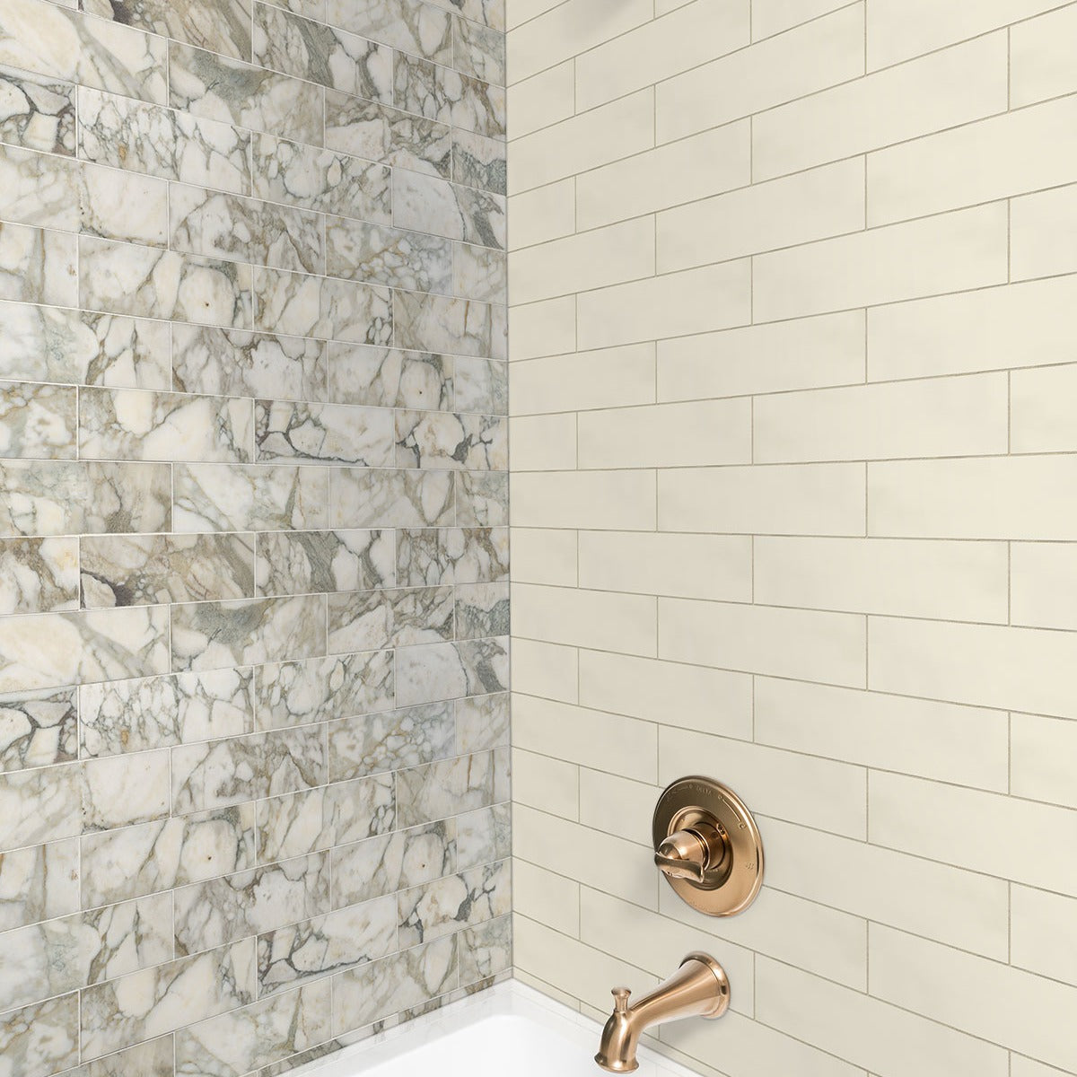 Coronado Marble Tile installed in a bathroom