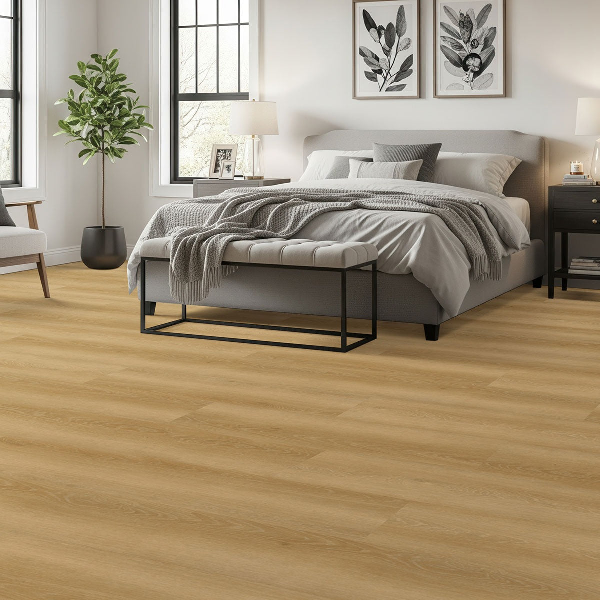 Cyrus 2.0 Valleyview Grove rigid core SPC vinyl plank flooring installed in a bedroom
