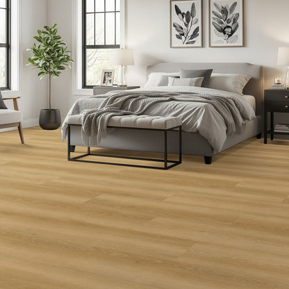 Cyrus 2.0 Valleyview Grove rigid core SPC vinyl plank flooring installed in a bedroom