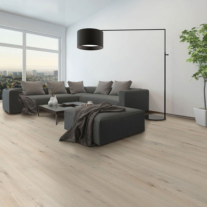 Cyrus Runmill Isle rigid core SPC vinyl plank flooring installed in a furnished room
