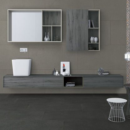 Dimensions Graphite porcelain tile shown in a finished room, scene 4