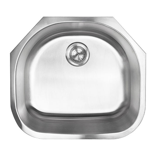 Drawn 23" x 21" Stainless Steel Undermount Kitchen Sink, Stainless Steel, top view on white