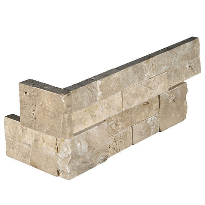Durango Cream stacked stone corner piece, close up product view