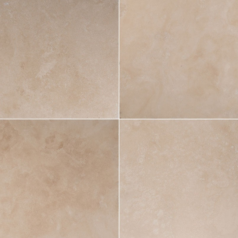 Durango Cream Travertine Tile, 12"x12" Tile in Honed and Honed Beveled finish