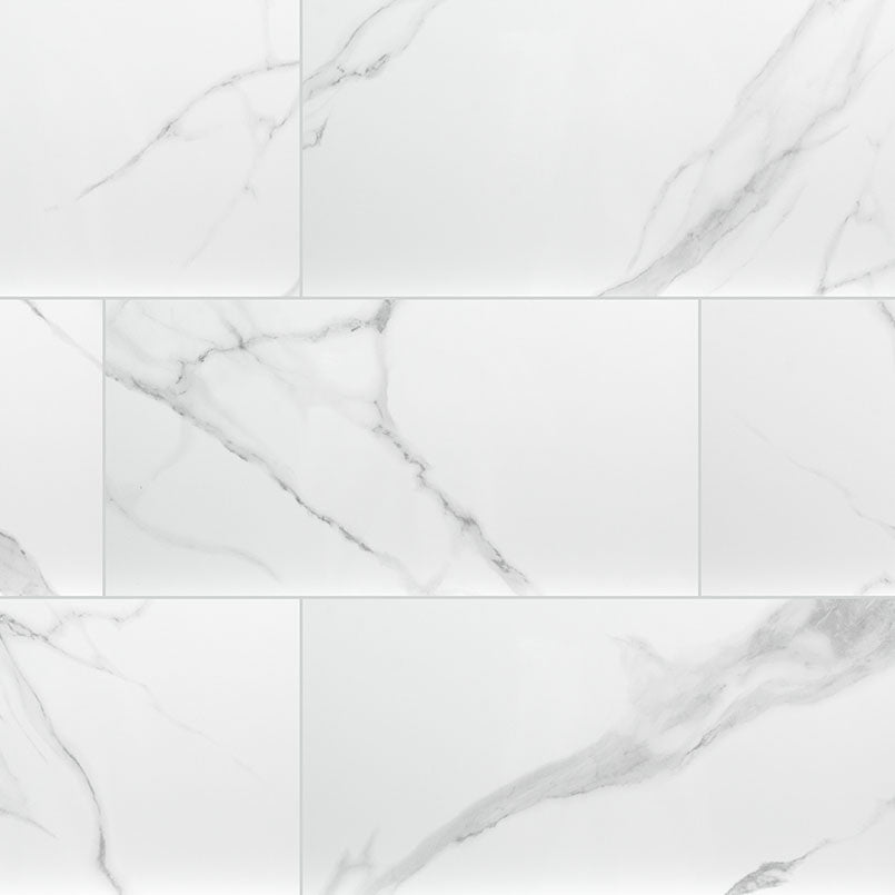 Dymo Statuary White ceramic tile, glossy finish, 12 by 24 inch view