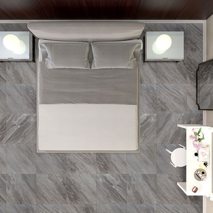 Eden Bardiglio porcelain tile shown in a finished room, scene 4