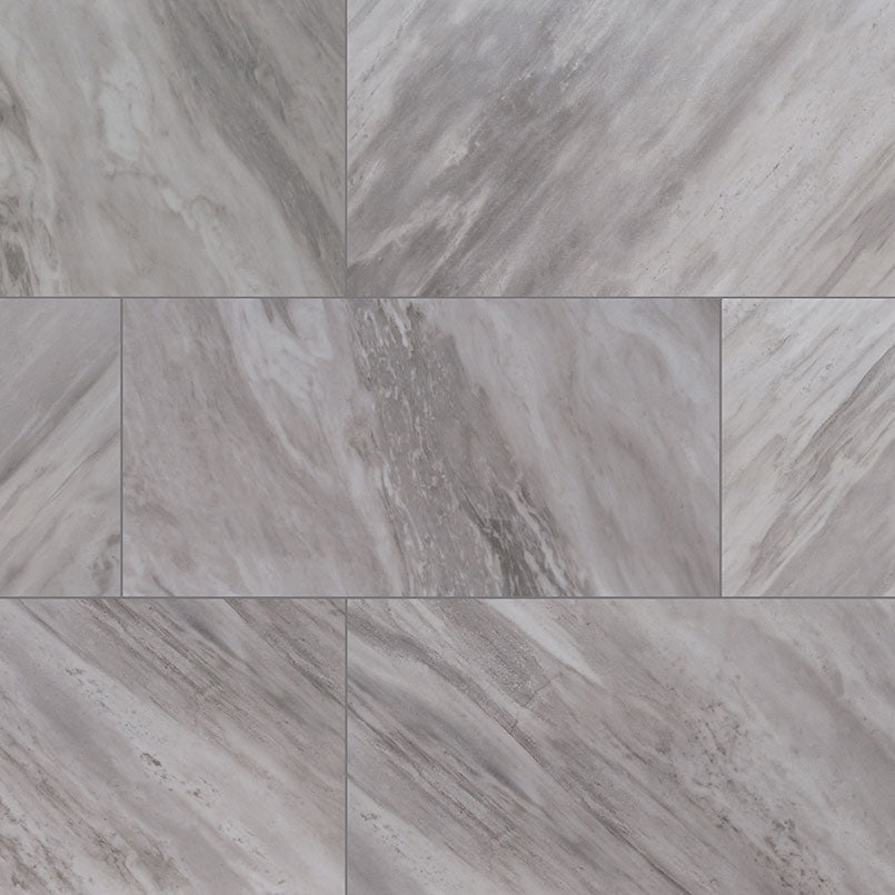 Eden Bardiglio marble look porcelain tile, matte finish, 12 by 24 inch view