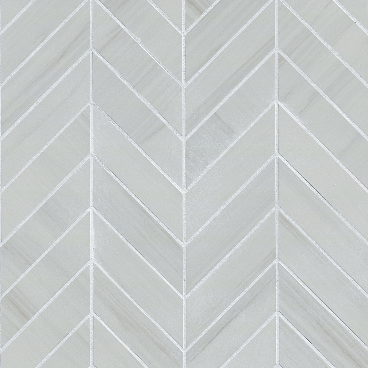 Eden Dolomite 12x15 Chevron Porcelain Mosaic in matte finish, close up sheet view