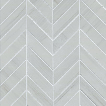 Eden Dolomite 12x15 Chevron Porcelain Mosaic in matte finish, close up sheet view