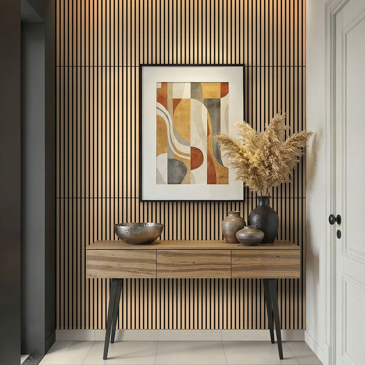 Elbe Alabaster porcelain tile shown in a finished room