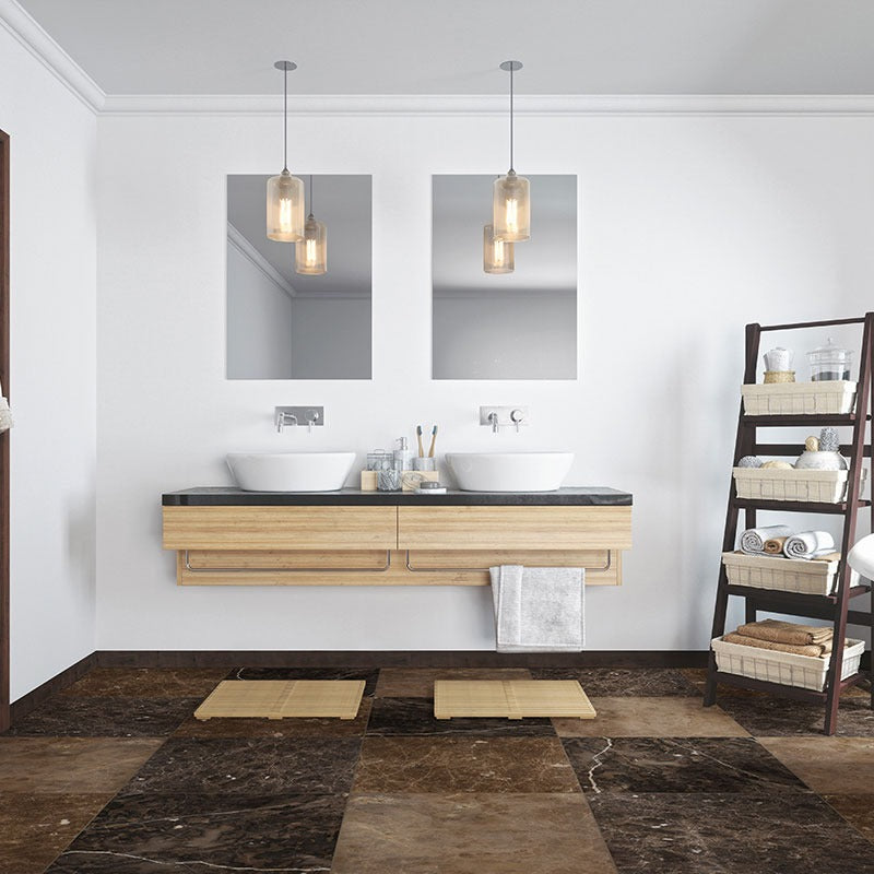 Emperador Dark Marble Tile installed in a room setting