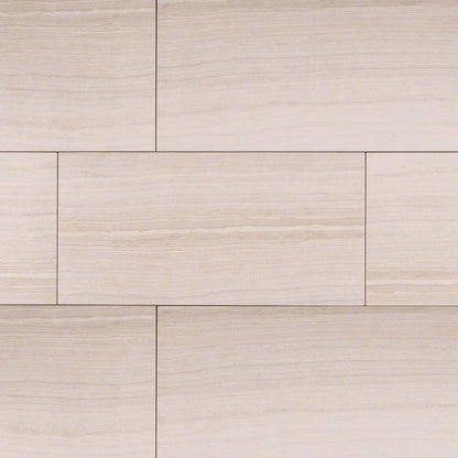 Eramosa White limestone look porcelain tile, matte finish, 12 by 24 inch view