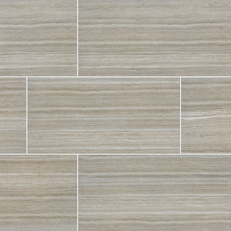Essentials Charisma Silver limestone look ceramic tile, matte finish, 12 by 24 inch view