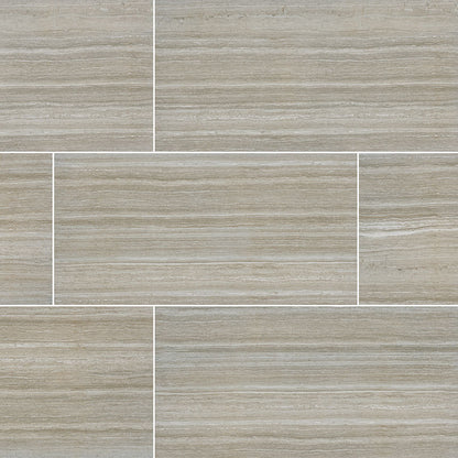 Essentials Charisma Silver limestone look ceramic tile, matte finish, 12 by 24 inch view
