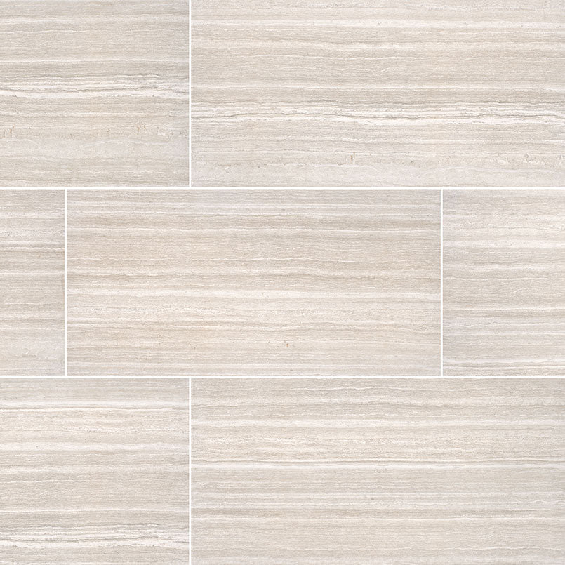 Essentials Charisma White limestone look ceramic tile, matte finish, 12 by 24 inch view
