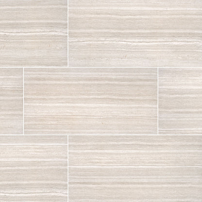 Essentials Charisma White limestone look ceramic tile, matte finish, 12 by 24 inch view