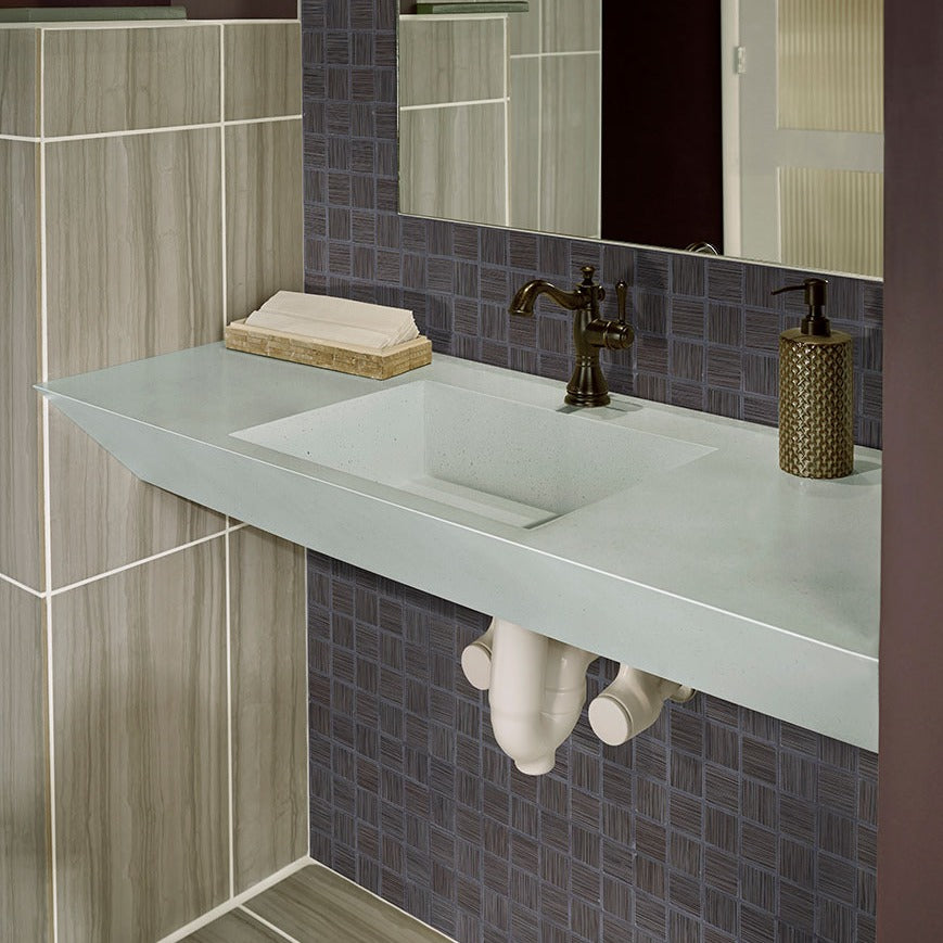 Focus Graphite porcelain tile shown in a finished room, scene 2