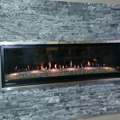 Glacial Black Rockmount Stacked Stone Decorative Wall Panels shown installed in a finished outdoor or living space