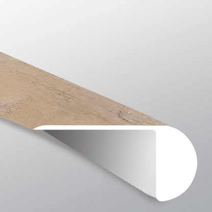 Glenridge Lime Washed Oak overlapping stair nose trim for glue down vinyl plank flooring