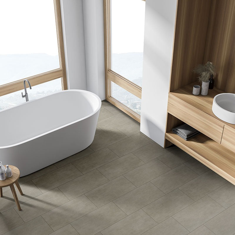 Gridscale Concrete ceramic tile installed in a bathroom setting