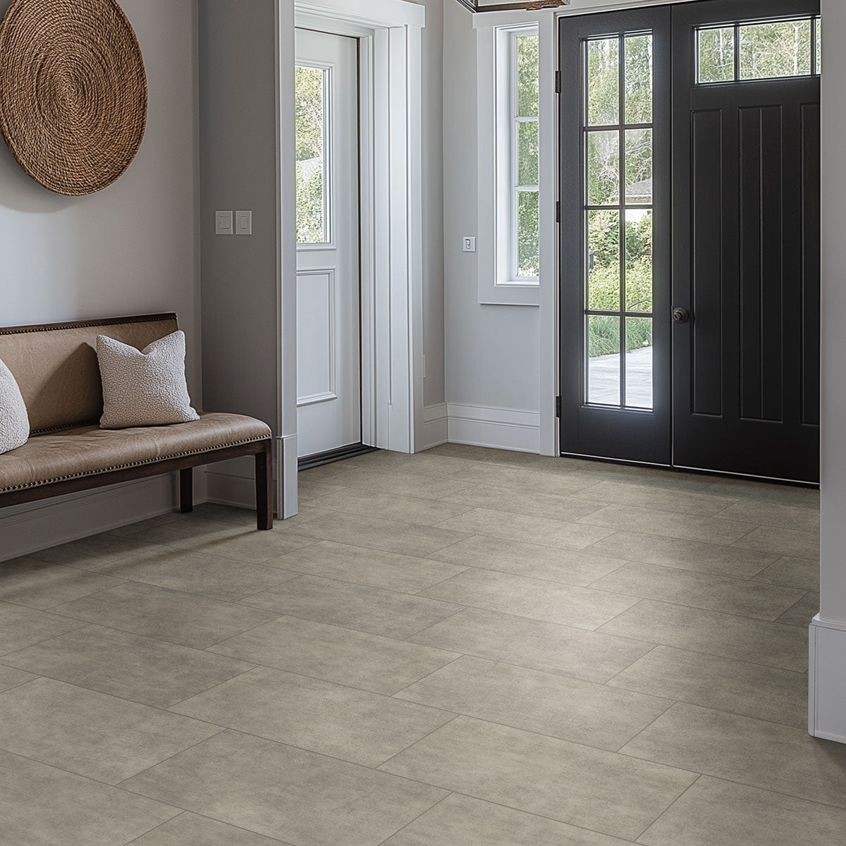 Gridscale Concrete ceramic tile shown in a finished room, scene 4
