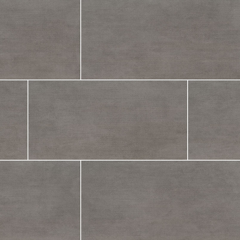Gridscale Graphite concrete look ceramic tile, matte finish, 12 by 24 inch view