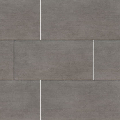 Gridscale Graphite concrete look ceramic tile, matte finish, 12 by 24 inch view