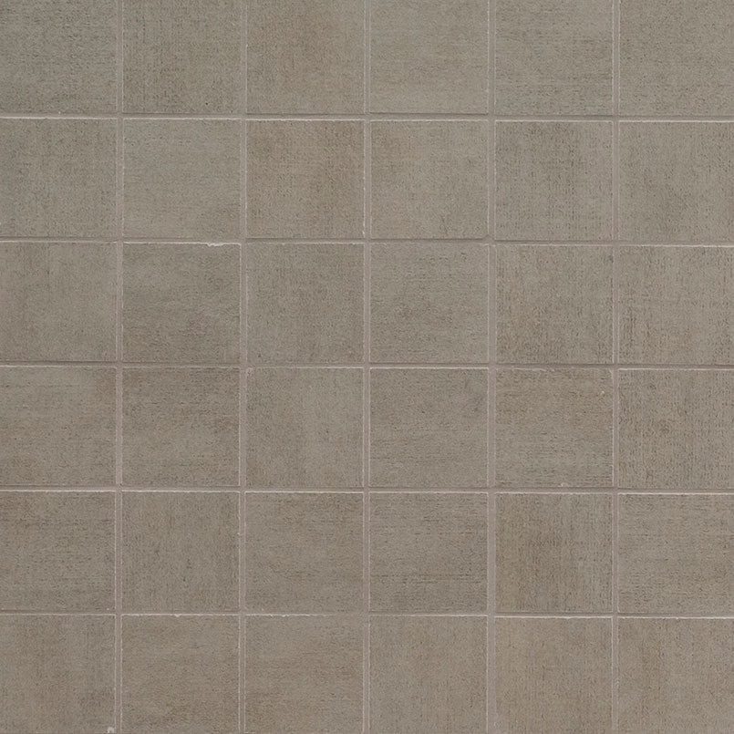 Gridscale Gris 2x2 Ceramic Mosaic in matte finish, close up sheet view