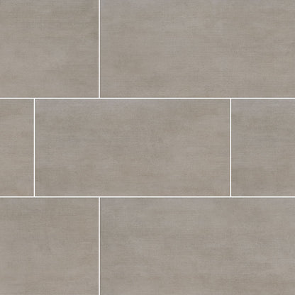 Gridscale Gris concrete look ceramic tile, matte finish, 12 by 24 inch view