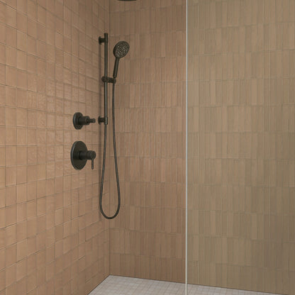 Gridscale Ice ceramic tile installed in a bathroom setting