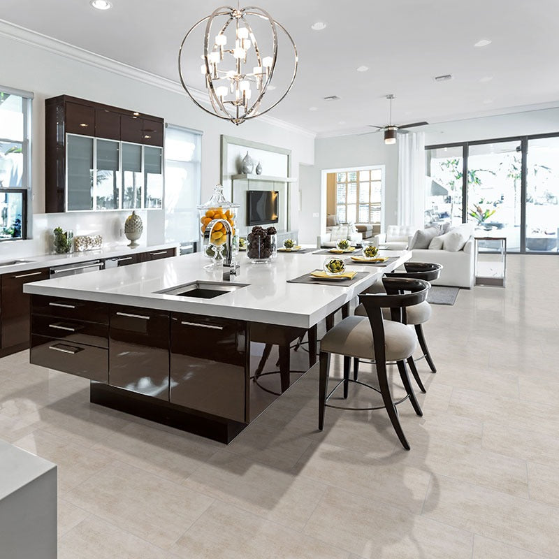 Gridscale Ice ceramic tile shown in a finished room, scene 2