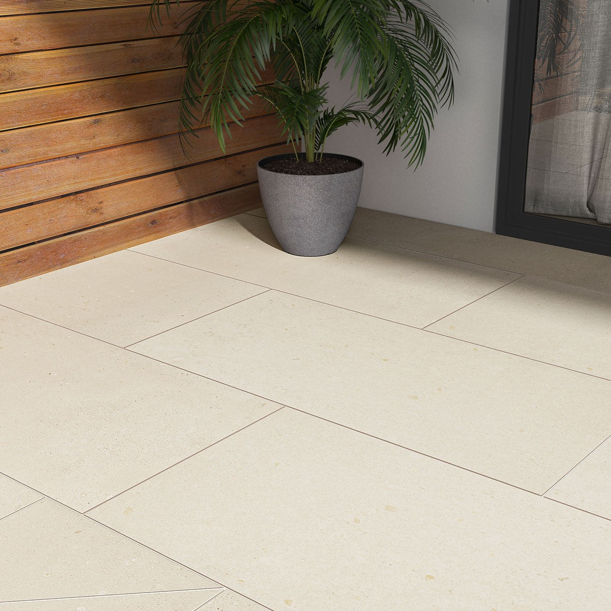 Gritzo Salt Arterra Porcelain Pool Coping shown installed in a finished outdoor or living space